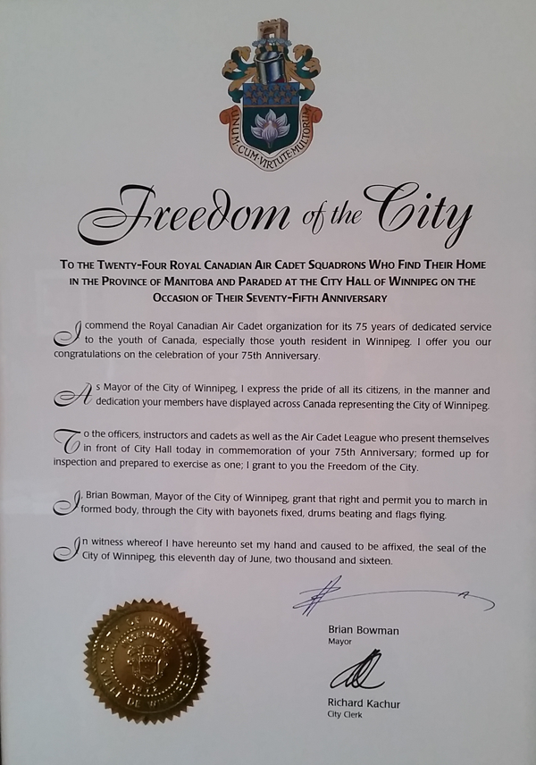 75th Anniversary Freedom-of-the-City Proclamation
